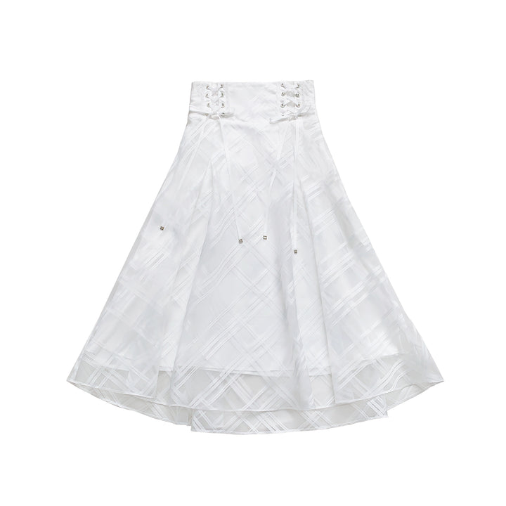 White Long Ryousangata Skirt With Elegant Cape-Design Shirt (L M S XL) 43110:766055