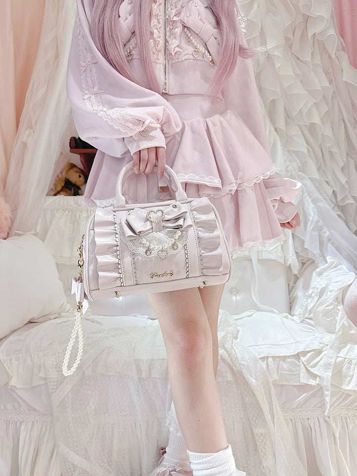 Jirai Kei 2-Way Handbag, Bow-Pearl Side Charm 44558:813646