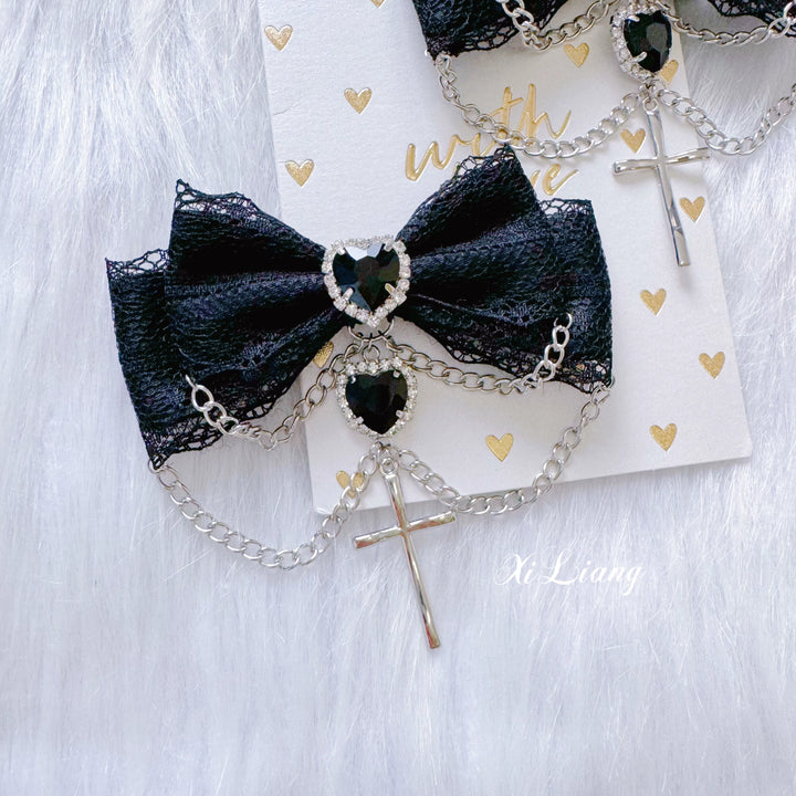 Jirai Kei Hair Clip Black Lace Brooch (Barrette Brooch) 35286:492610