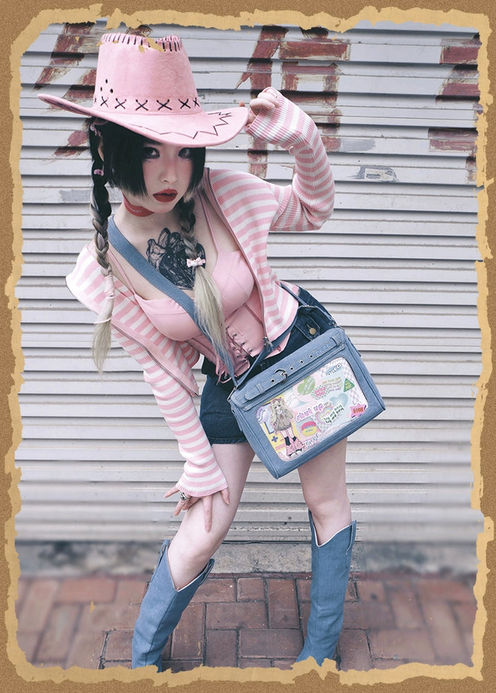 Kawaii Ita Bag Denim Crossbody Bag Large Capacity Handbag 37050:551708