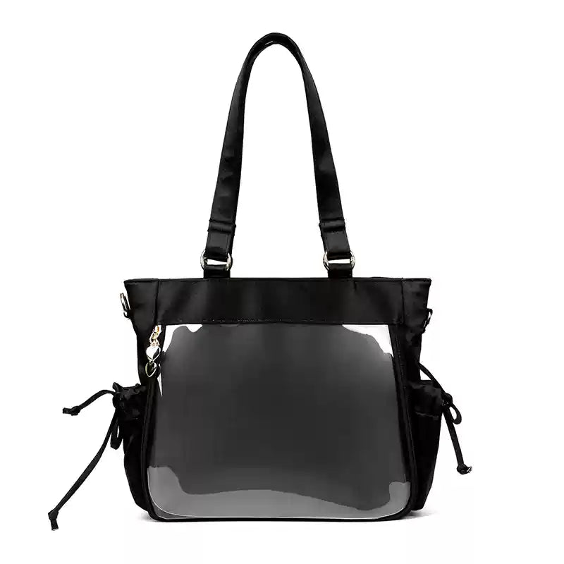 Large Capacity Ita Bag Satin Shoulder Bag Commute Tote Bag (Black) 41162:699734