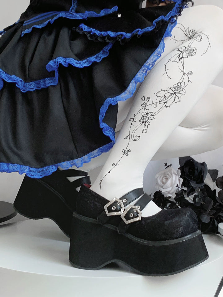 Black Red Platform Shoes Mary Jane Shoes 29728:367900