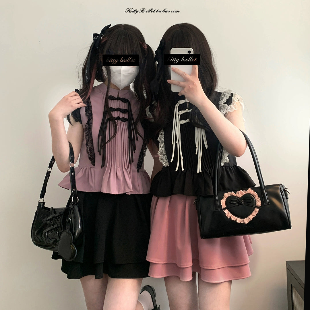 Jirai Kei Skirt Double Layer Puff Skirt with Bow 36770:534682