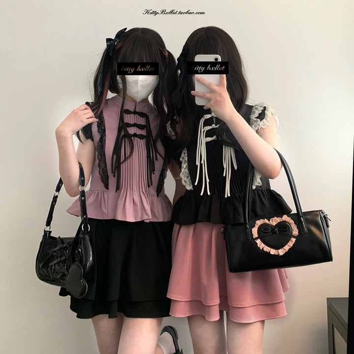 Jirai Kei Skirt Double Layer Puff Skirt with Bow 36770:534682