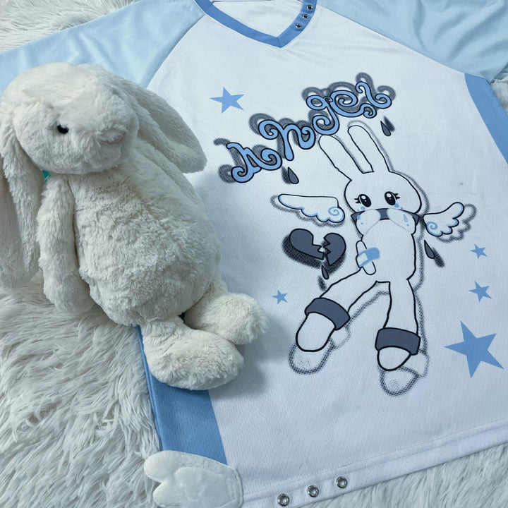 Angel Bunny Tenshi Kaiwai T-shirt, Jersey-Inspired Style 43506:778617
