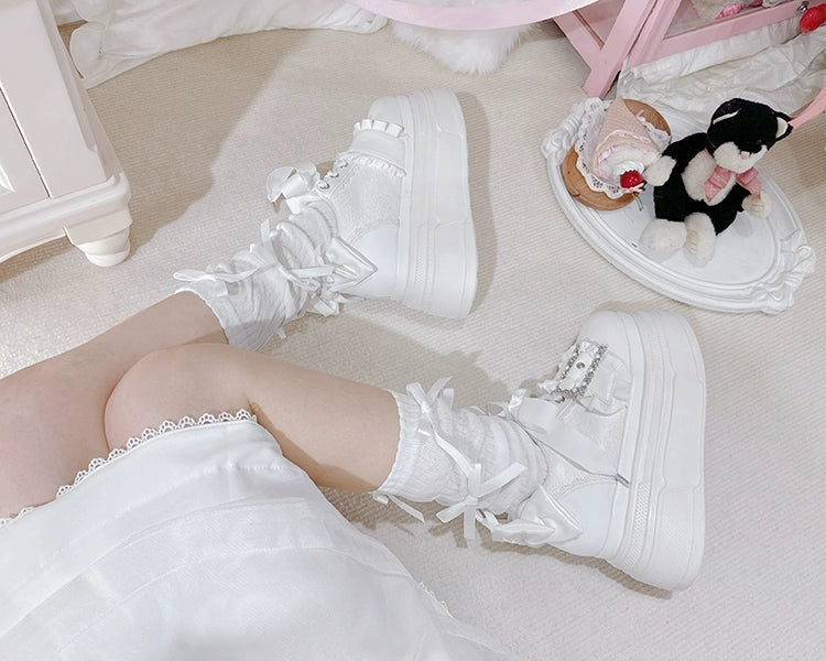 Ryousangata High Platform Shoes, Satin Bow 43688:783021
