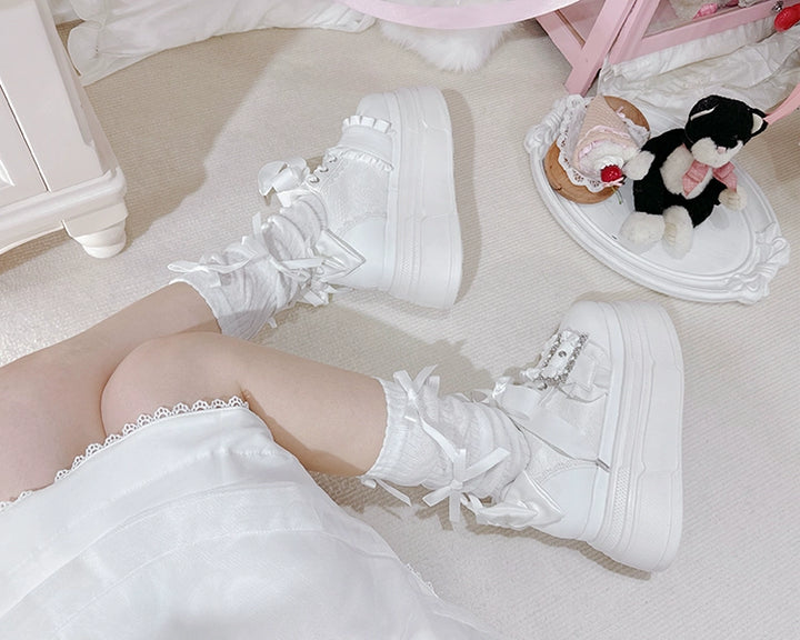 Ryousangata High Platform Shoes, Satin Bow 43688:783021
