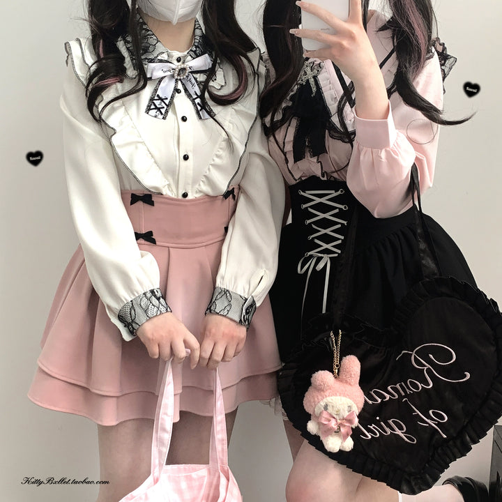 Jirai Kei Skirt High Waist Skirt Lace Up Skirt 36776:540202