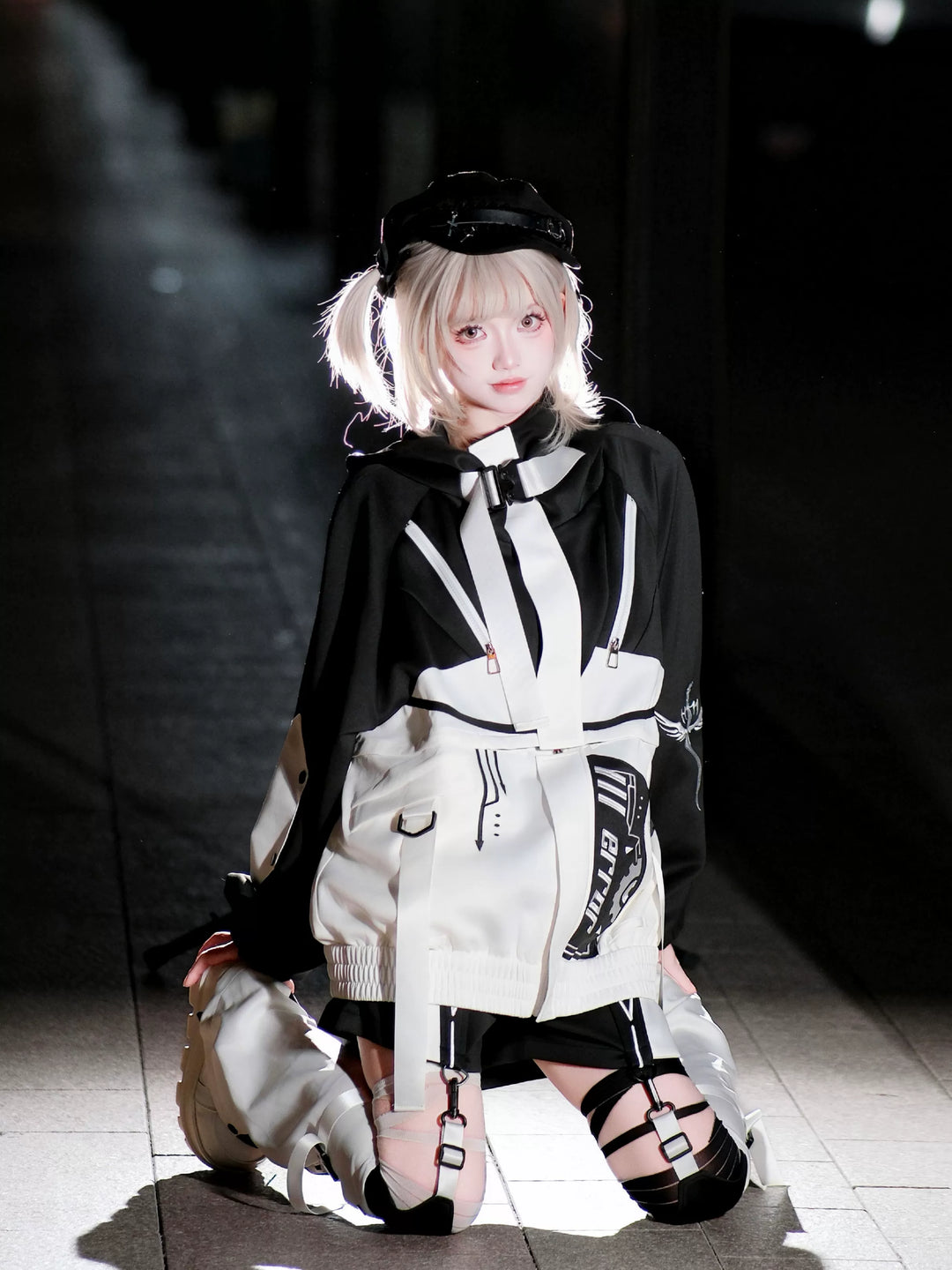 Cyberpunk Outfit, Detachable Jacket and Shorts Set 44424:810094