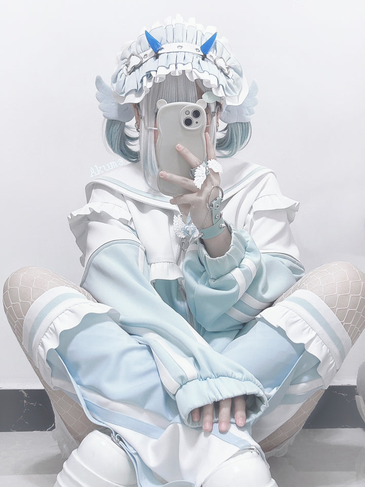 Tenshi Kaiwai Set Sailor Collar Jacket With Ruffle And Heart Buckle 34896:749712