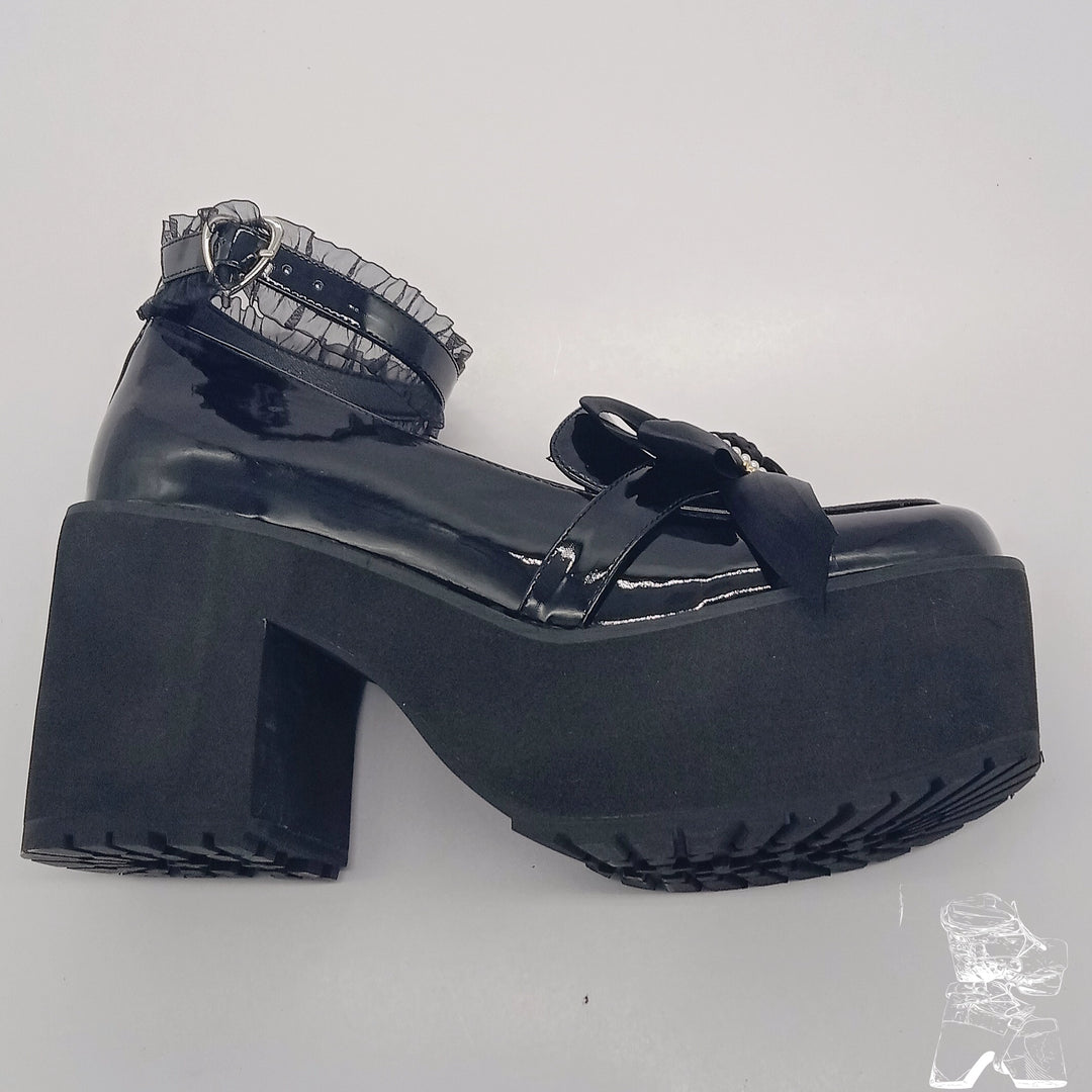 Jirai Kei Shoes High Heel Platform Shoes Lace Bow Shoes 37632:566712 37632:566712