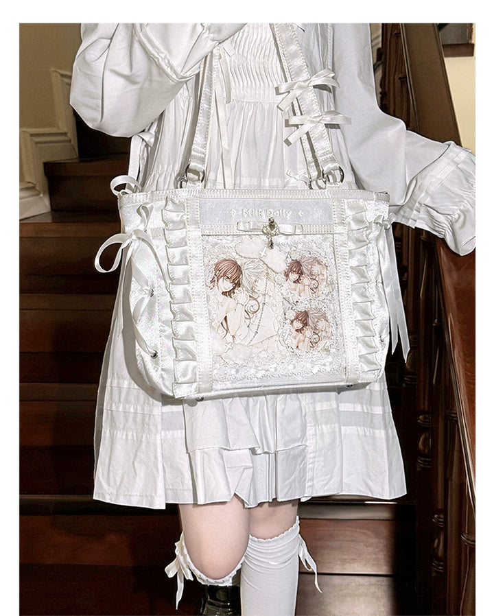 Large-Capacity Ita Bag, Clear Window Front + Rhinestones 43231:779299