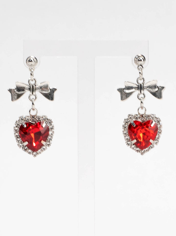 Jirai Kei Heart Bow Pendant Pin Earrings Ear Clips 21574:311498 21574:311498