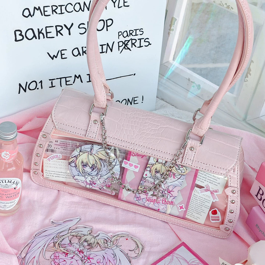 Bat-Inspired Itabag, Croc Texture & Clear Display Window 44930:829011