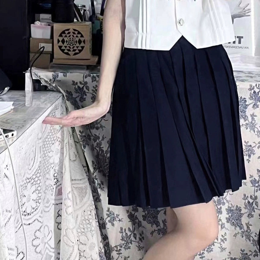 Summer JK Uniform Set, Sailor Collar Blouse, Pleated Skirt 43329:774783