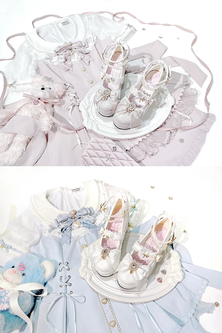 Jirai Kei Platform Shoes, Detachable Pearl-Like Chain 44929:828487