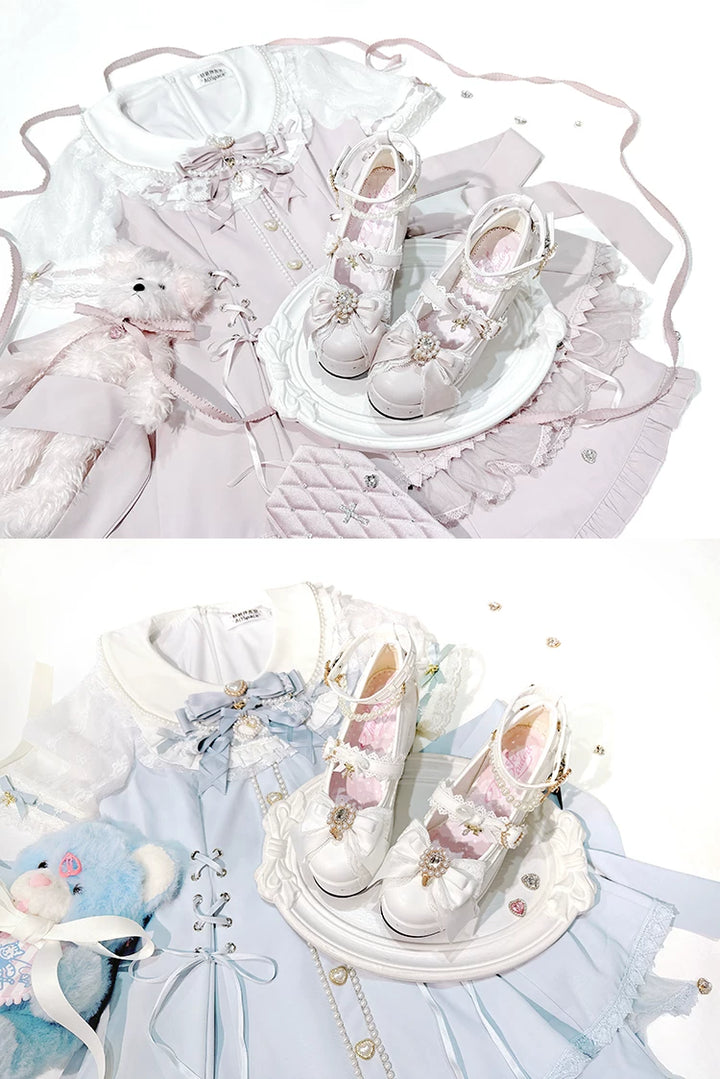 Jirai Kei Platform Shoes, Detachable Pearl-Like Chain 44929:828487