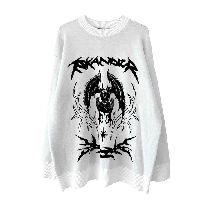 Punk Sweater White Bat Embroidered Sweater (L M S XL) 39788:640168