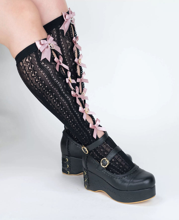 Jirai Kei Socks Lace Bow Mid-calf And Knee Socks Multicolor 33812:446006 33812:446006