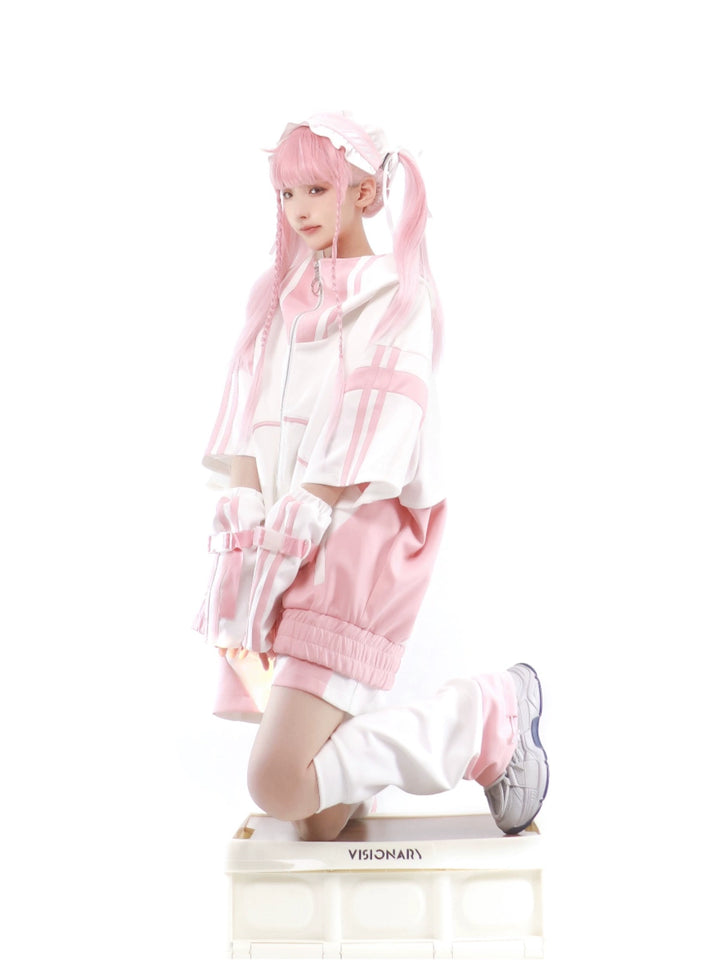Multicolor Tenshi Kaiwai Jacket Set, Pockets, Zipper 29164:357064