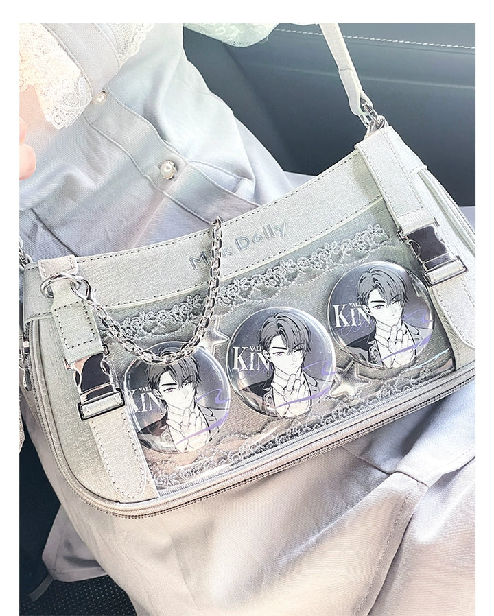 Y2K Style Ita Bag, Clear Window & Detachable Chain 43228:772306