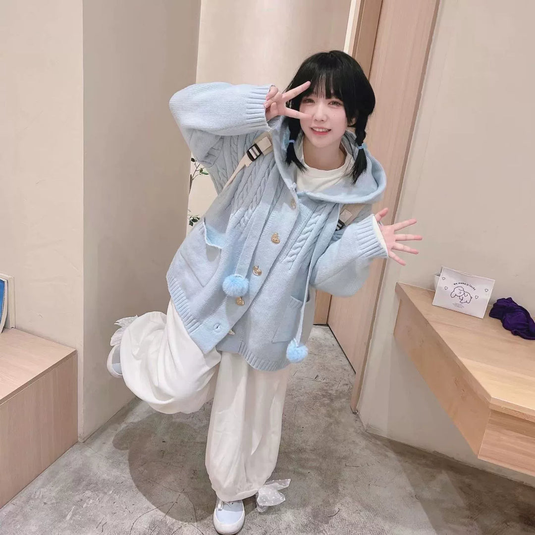 Kawaii Oversized Cardigan Sweater Coat Multicolor (M S) 22652:345558