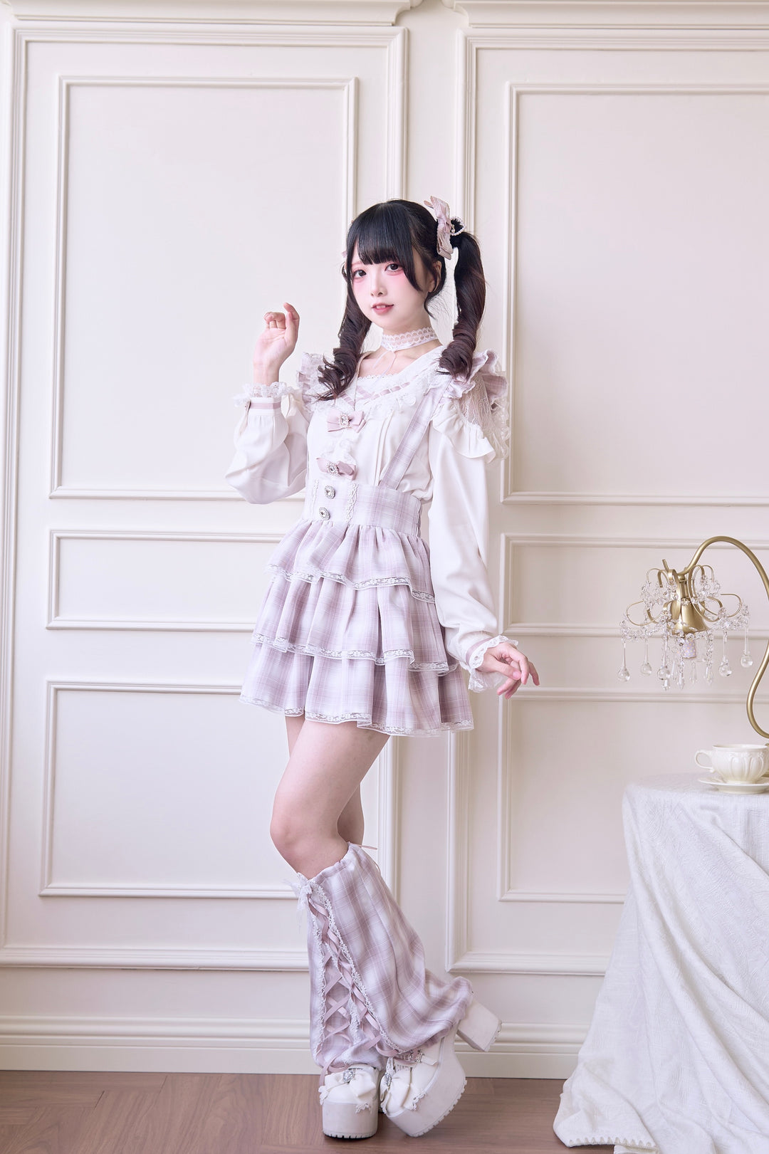 Plaid Jirai Kei Suspender Skirt with Removable Straps 42625:750980
