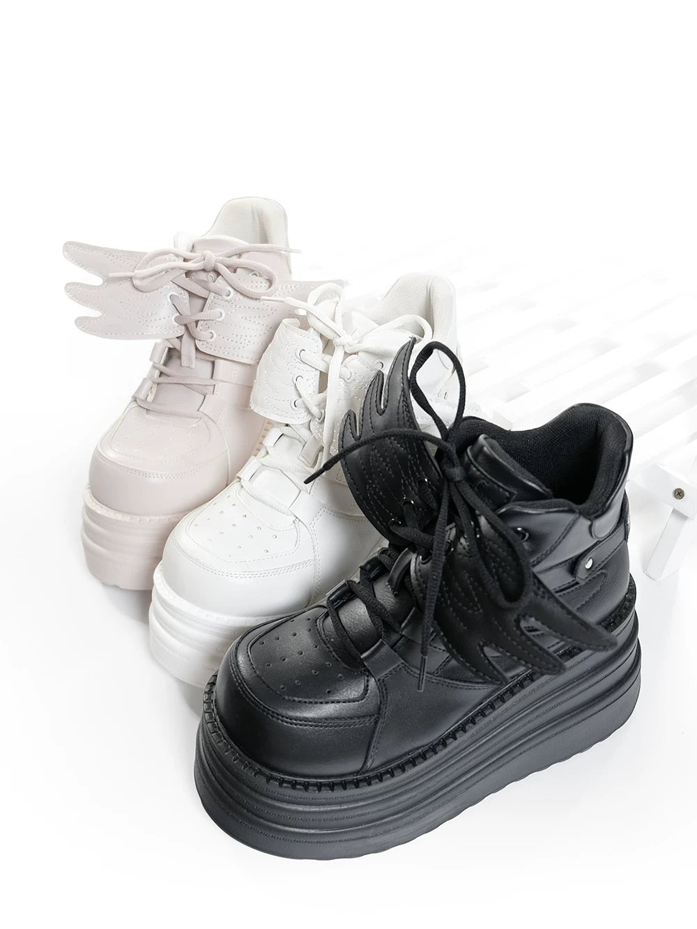 Jirai Kei High-Top Platform Shoes, Detachable Wing Decor 44333:806775