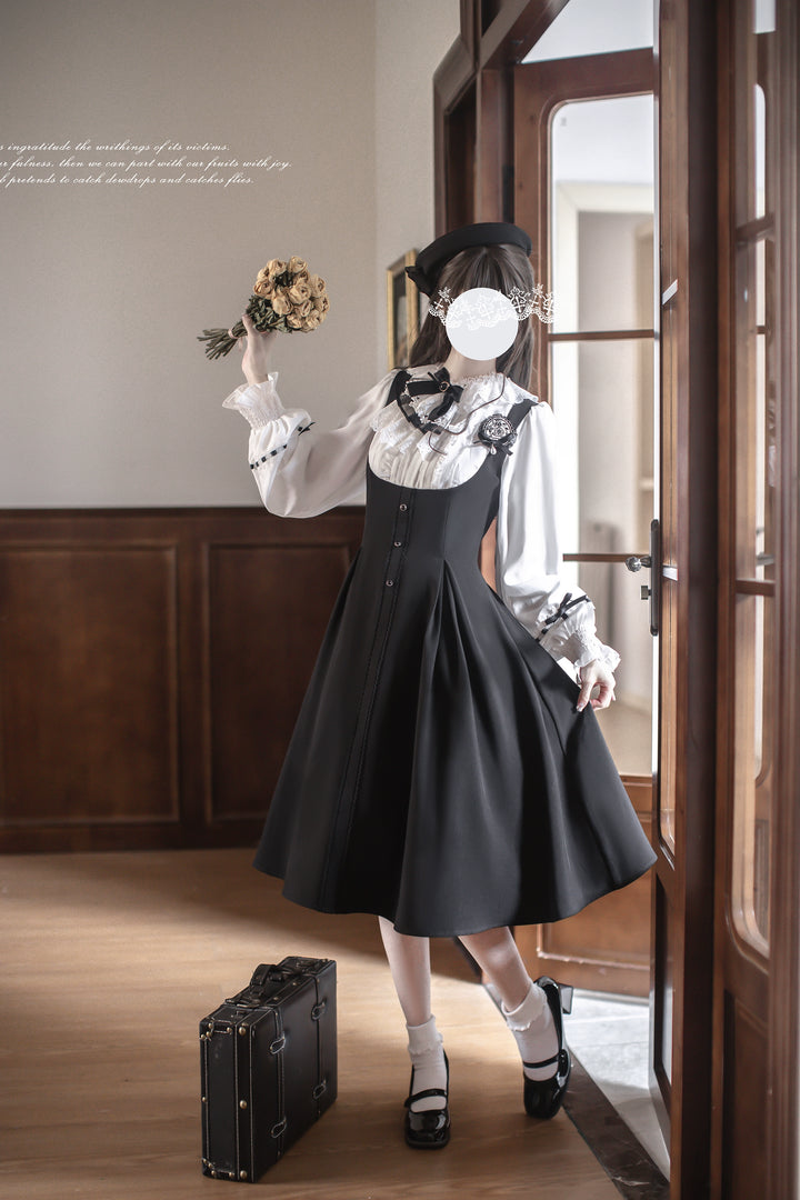Preppy Sytle Dress, Detachable Cape 44123:798530