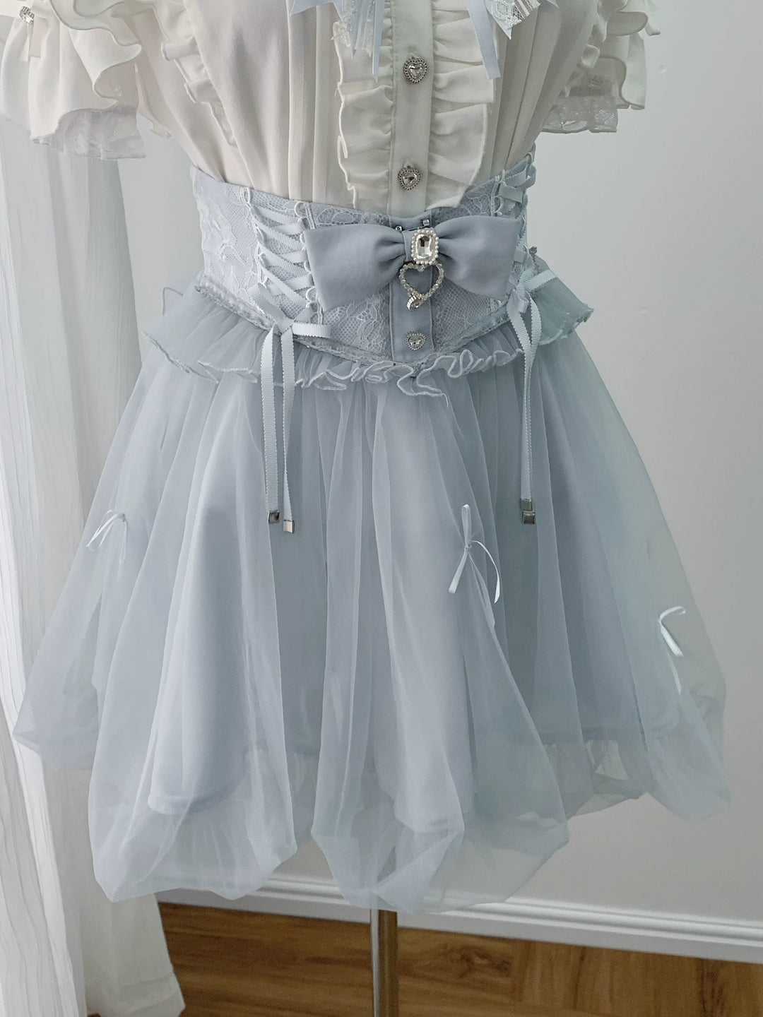 Ryousangata High-Waist Tulle Skirt, Bubble Hem (L M S) 45195:840476
