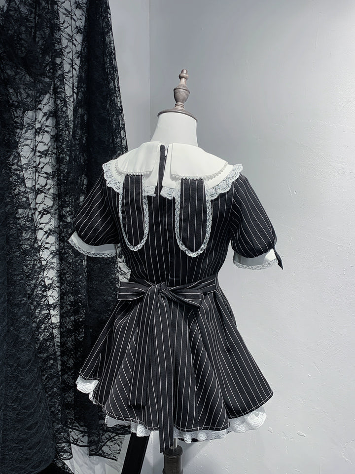 Peter Pan Collar Jirai Kei Dress Set, Bunny Ear 43649:782311
