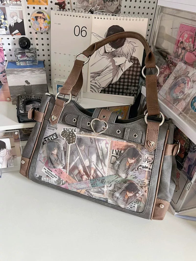 Punk Ita Bag Single Shoulder Bag Cool Office Worker Crossbody (Gun-grey) 37056:546290