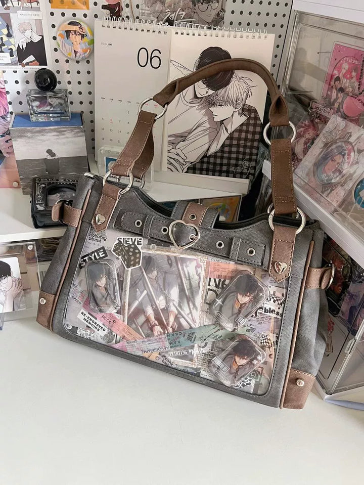 Punk Ita Bag Single Shoulder Bag Cool Office Worker Crossbody (Gun-grey) 37056:546290