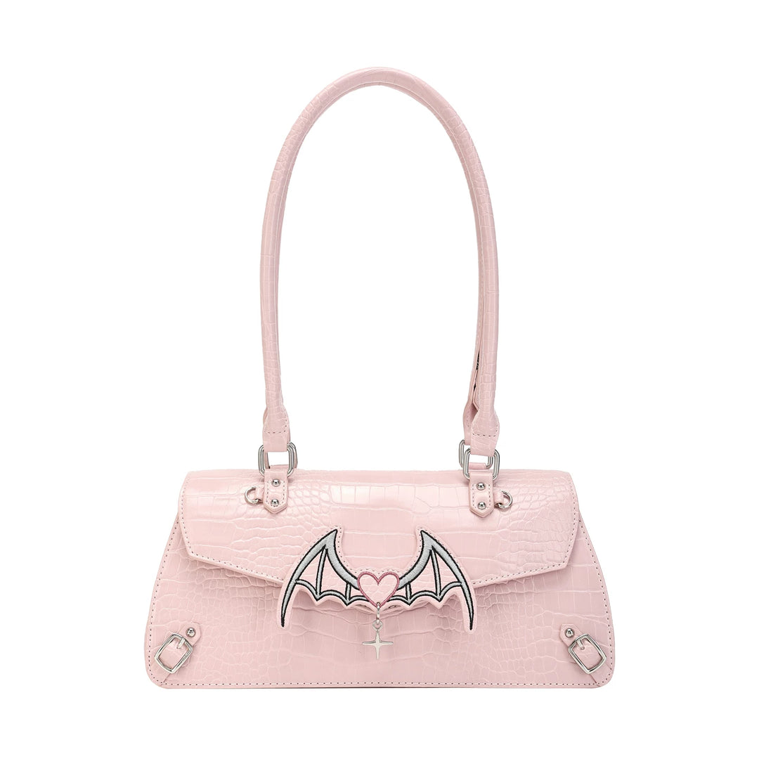 Bat-Inspired Itabag, Croc Texture & Clear Display Window (Pink) 44930:829023