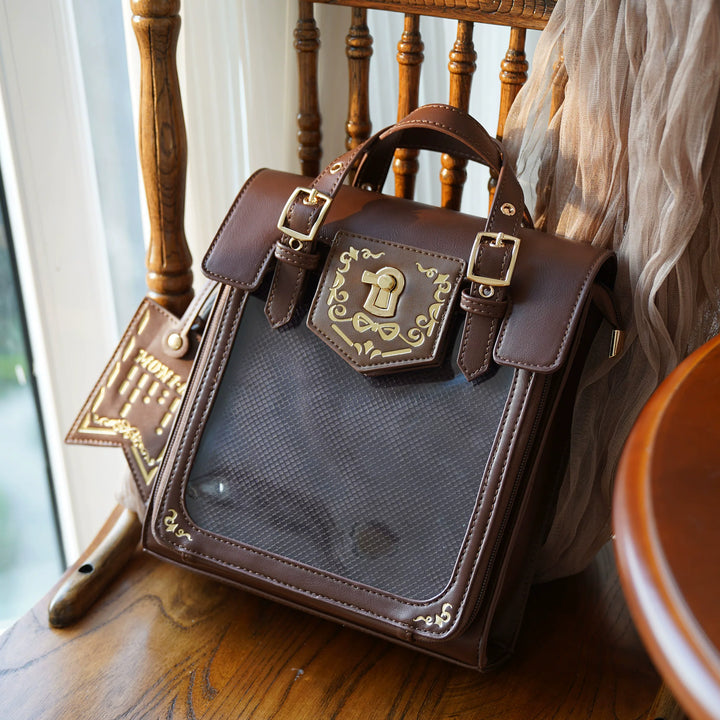 Vintage Embroidered Ita Bag, Clear Display Window (Brown) 45415:846850