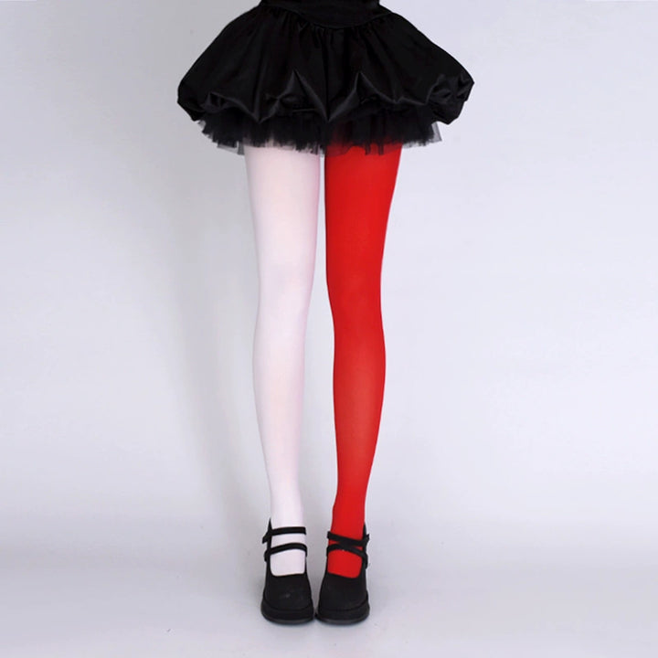 Y2K Style Velvet Pantyhose, Bold Color Contrast 43756:784641