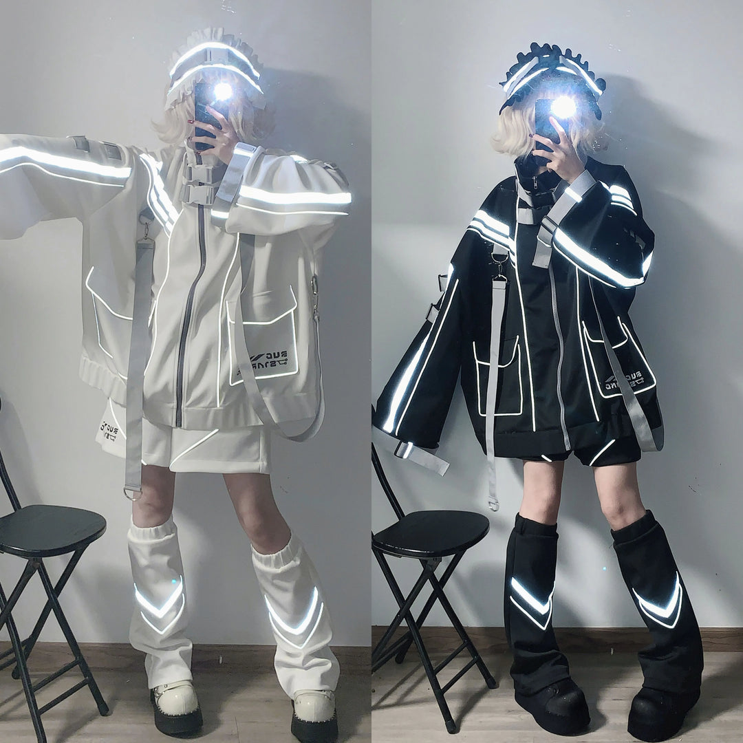 Plus Size Punk Couple Jacket Set, Oversized Style 35440:493418