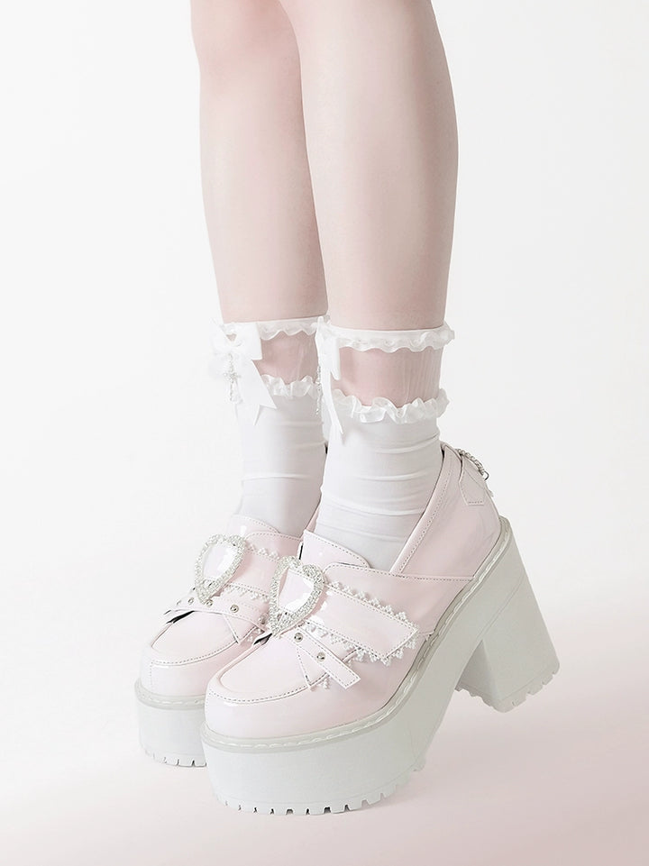 Jirai Kei Platform Shoes Ryousangata High Heels Loafer Shoes 40098:655894