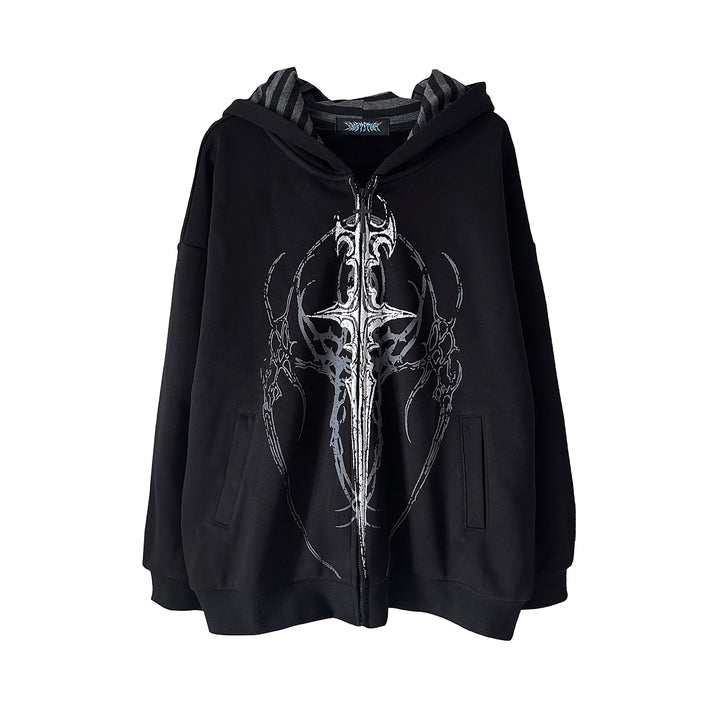 Cotton Jirai Kei Coat Gothic Punk Style with Oversized Design (L M XL) 42386:737969