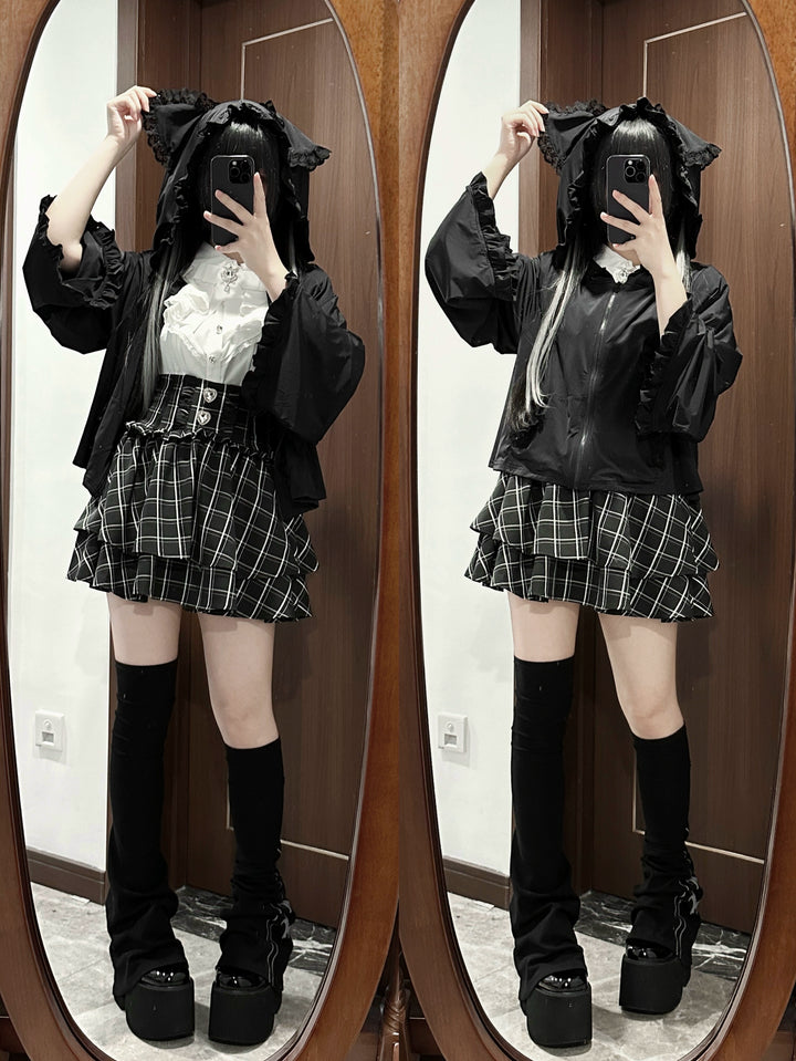 Jirai Kei Hoodie Jacket with Cat Ears UPF50 Protection Multicolors 38510:592372