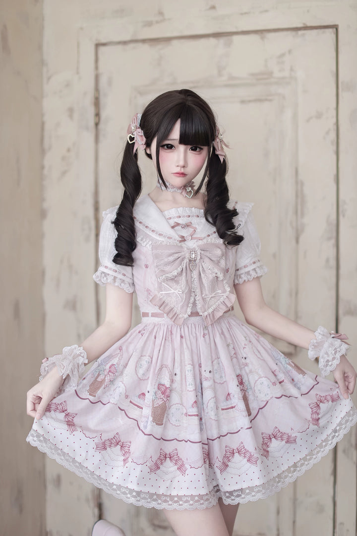 Ryousangata Dress Set, Bunny and Strawberry Dessert Prints 44783:836673
