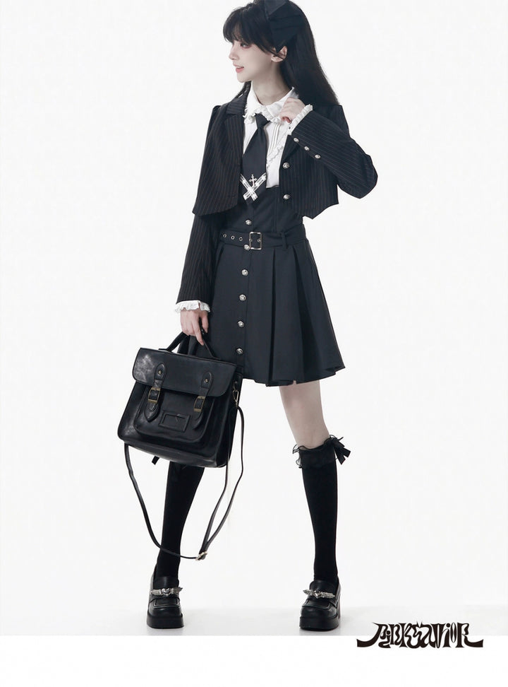 JK Uniform Striped Blazer, Blouse and Pleated Skirt 44171:800200