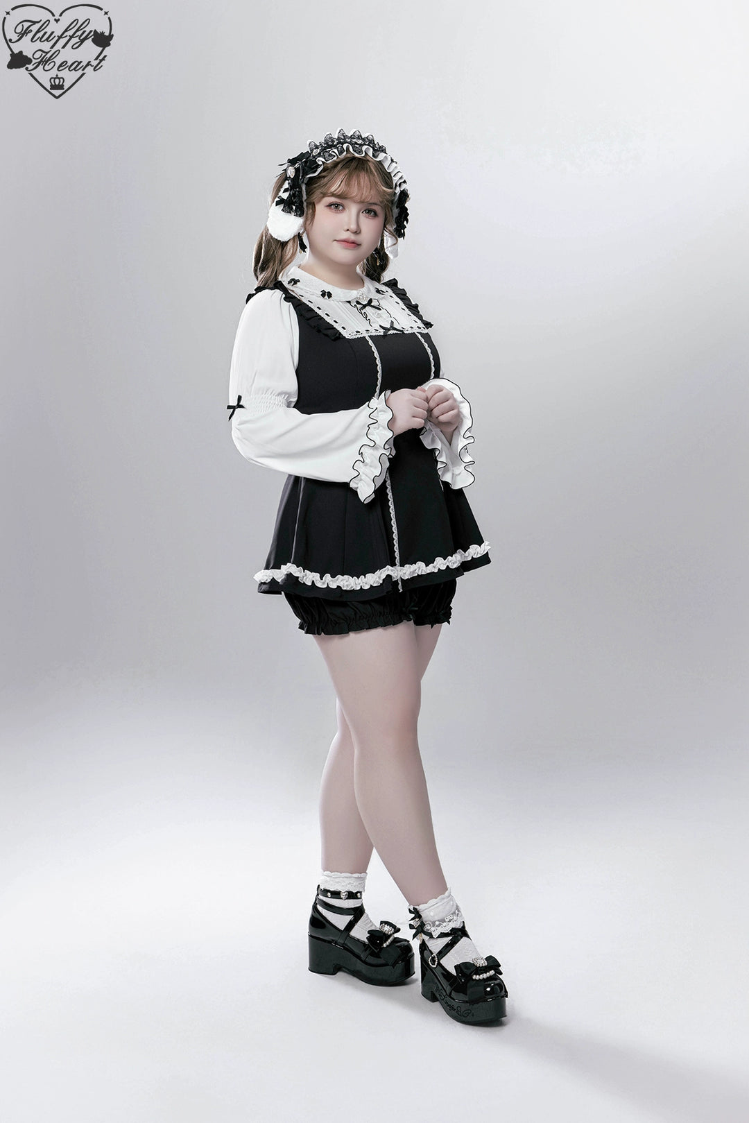 【Fluffy Heart】橱窗人偶日系女仆感可拆卸围裙萌系套装 现货 44119:796769