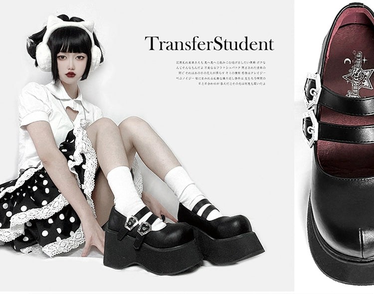 Black Red Platform Shoes Mary Jane Shoes 29728:367872