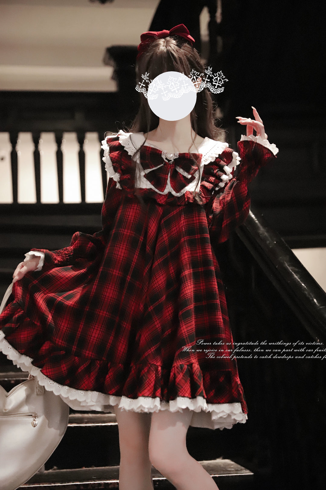 Doll-like Plaid Dress, A Line Design (L S) 44041:793492