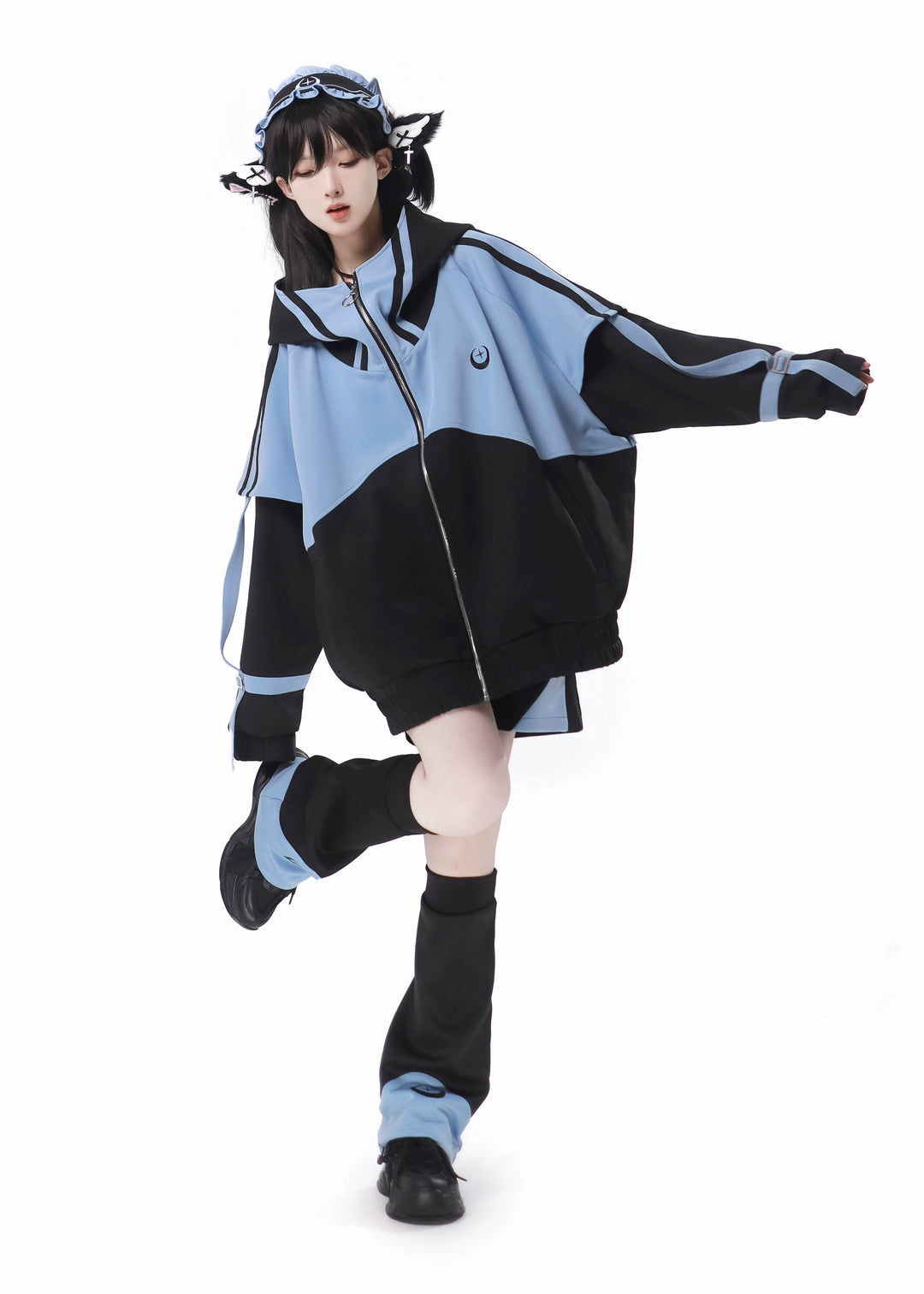 Subcul Jirai Kei Outfit Set With Moon & Star Print 34496:465548