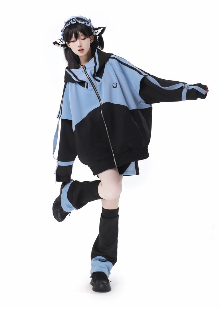 Subcul Jirai Kei Outfit Set With Moon & Star Print 34496:465548