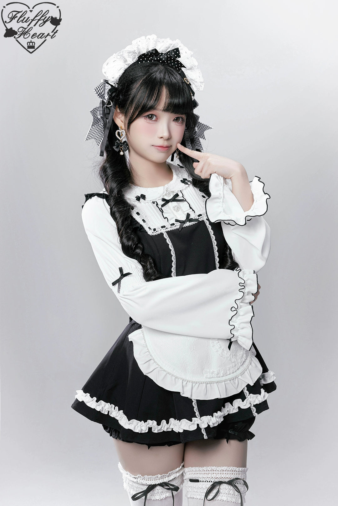 【Fluffy Heart】橱窗人偶日系女仆感可拆卸围裙萌系套装 现货 44119:796745