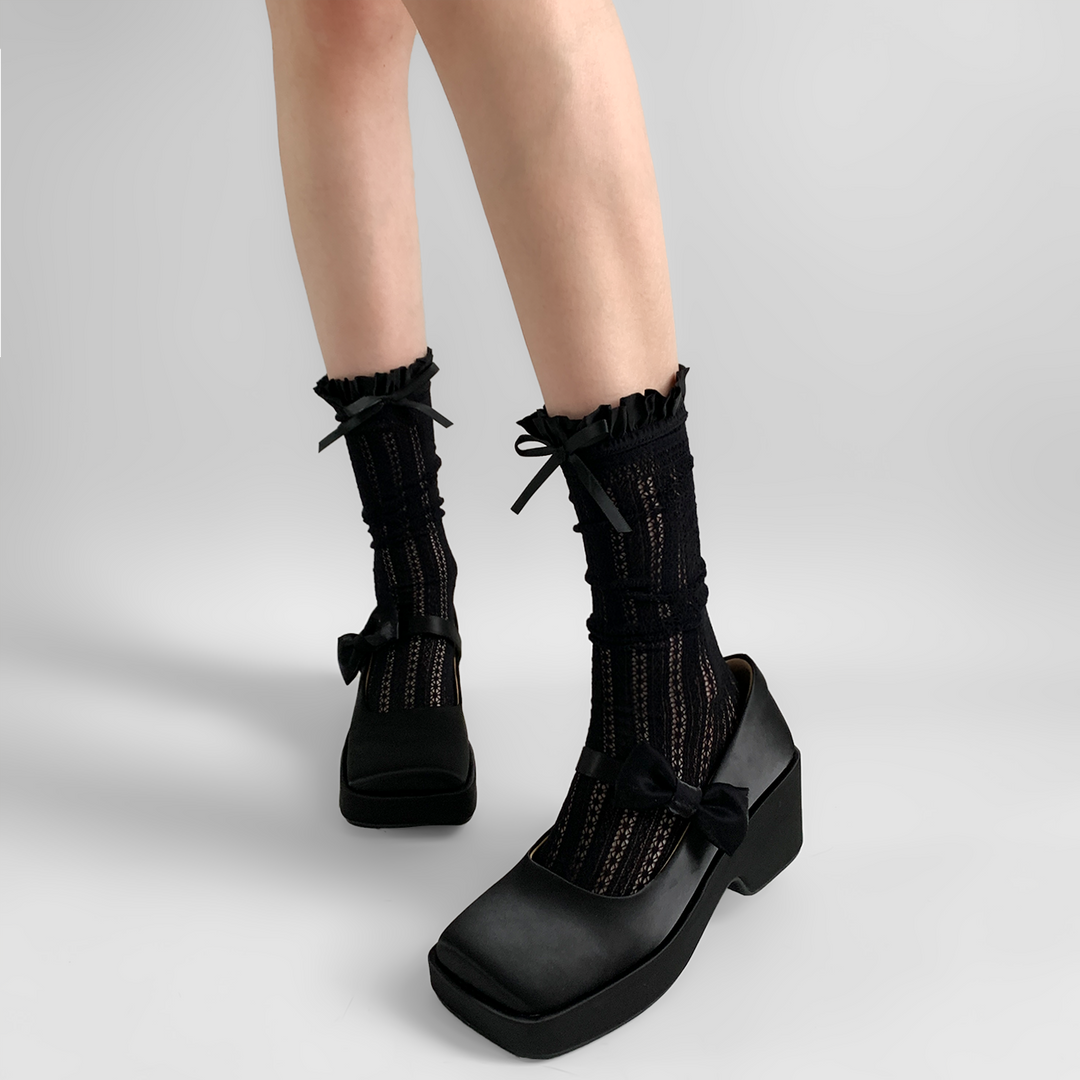 Lightweight Lolita Socks, Scrunchy Ankle/Mid-Calf 2-in-1 43226:771875