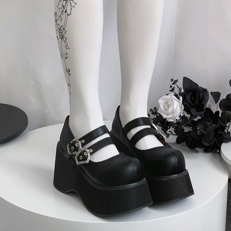 Black Red Platform Shoes Mary Jane Shoes (34 35 36 37 38 39 40) 29728:367902